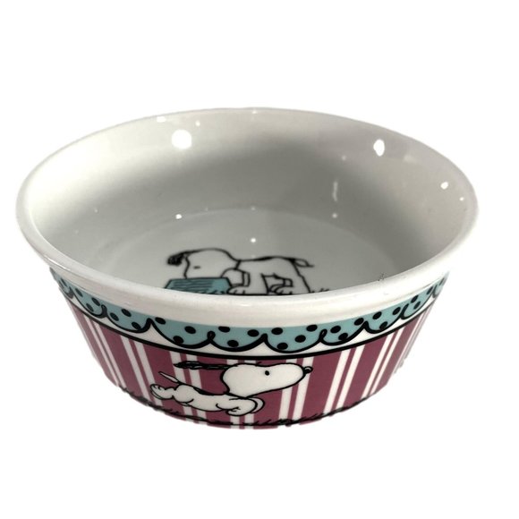 Gibson Overseas Dog Gibson Overseas Peanuts Snoopy Dog Dish Bowl Ceramic Pink Blue 5 Across Poshmark